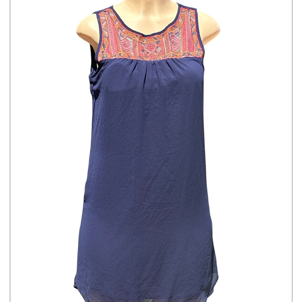 I.N. San Francisco Navy Tunic with Pink Embroidery